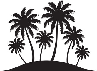 Obraz premium Silhouette Palm Tree Vector for Tropical Summer Design, Vacation Posters, Nature Illustrations 