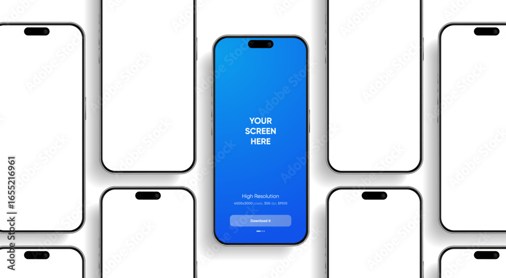 Wall mural realistic smartphone mockup. mobile phone vector with isolated on white background. device front vie