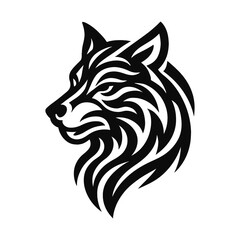 Tribal Wolf Head Vector Logo – Black Silhouette Tattoo Design on White Background