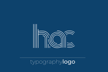 HAC modern geometric typography logo. Modern and stylish composition featuring a monochromatic typography logo illustration designed with intricate lines.