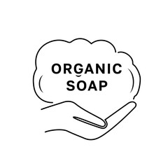 Zero waste, Organic soap icon with hand holding a bubble on transparent background