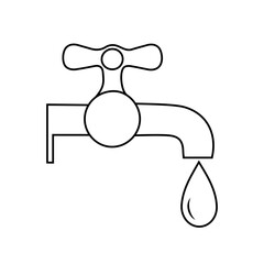 Zero waste, Water flowing from a faucet icon in minimalist design on transparent background