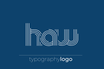 HAW modern geometric typography logo. Modern and stylish composition featuring a monochromatic typography logo illustration designed with intricate lines.