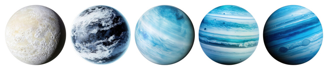 PNG Colorful planets in space, element set on transparent background