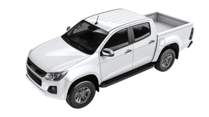 Pickup truck branding mockup with realistic shadow - isolated on transparent background 