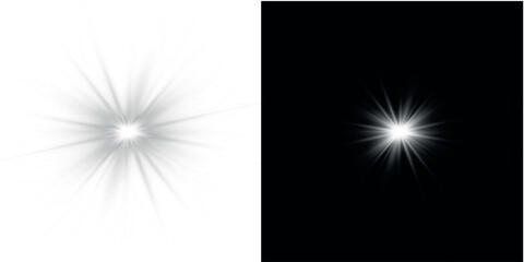 Png white star light, sparkle. Yellow light effect. Shining light with yellow gold color. Png spotlight spark.Vector transparent sunlight special lens flare light effect