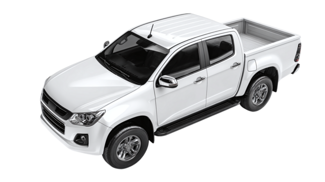 Pickup truck branding mockup with realistic shadow - isolated on transparent background 