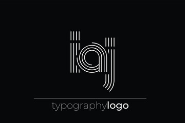 IAJ modern geometric typography logo. Modern and stylish composition featuring a monochromatic typography logo illustration designed with intricate lines.