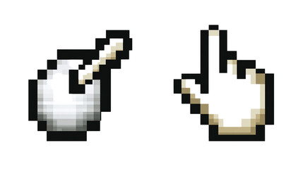 Fototapeta premium Pixelated computer cursor and hand icons - isolated on transparent background 