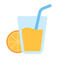 Orange Juice Icon – Fresh Citrus Drink Flat Design