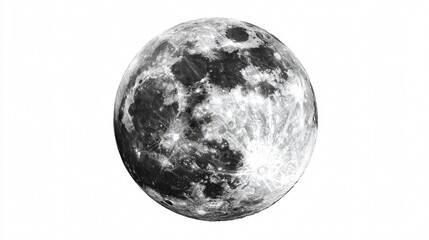 Naklejka premium High Quality Full Moon with Black Spots Isolated on White Background