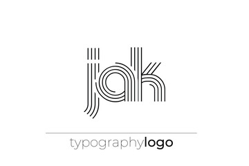 JAK modern geometric typography logo. Modern and stylish composition featuring a monochromatic typography logo illustration designed with intricate lines. © Mahamud