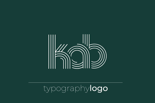 KAB modern geometric typography logo. Modern and stylish composition featuring a monochromatic typography logo illustration designed with intricate lines.