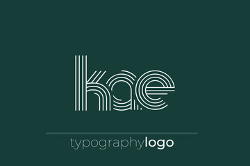 Obraz premium KAE modern geometric typography logo. Modern and stylish composition featuring a monochromatic typography logo illustration designed with intricate lines.