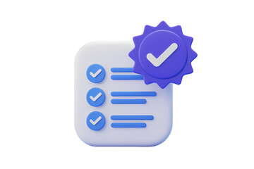 Checklist task management project planning workflow checkmark complete success list organization 3d render