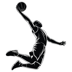 Dynamic basketball player dunking silhouette