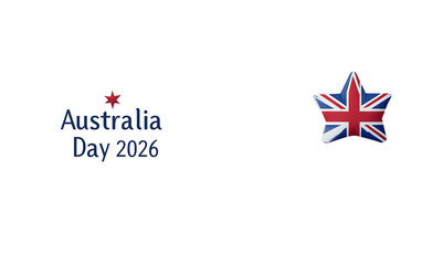 Obraz premium Elegant Australia Day 2026 banner showcasing simple and refined layout perfect for celebratory events and promotions isolated on transparent background PNG