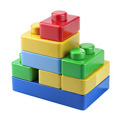 Fototapeta premium Colorful building blocks isolated on transparent background