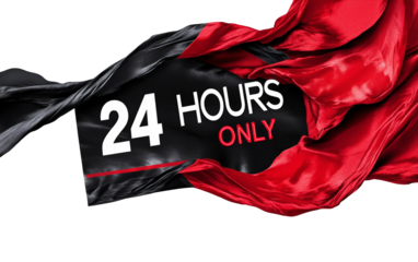 Detailed 24 hours only sale countdown banner design highlighting limited time event digital retail promotions online advertising campaigns and seasonal shopping rush isolated on transparent background