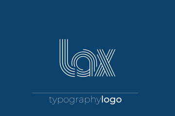 LAX modern geometric typography logo. Modern and stylish composition featuring a monochromatic typography logo illustration designed with intricate lines.