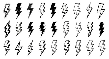 Lightning Bolt Vector Set for Graphic Design, Web Design, and Creative Projects, Ideal for Illustrating Energy, Power, and Dynamic Concepts