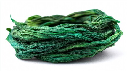 Vibrant Spirulina Algae Strands Isolated on White Background