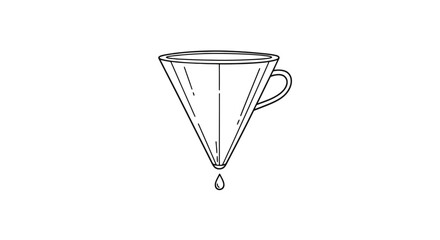 Minimalist coffee brewing illustration showcasing the pour-over method and highlighting the simplicity of preparing a single cup of coffee at home or in a cafe