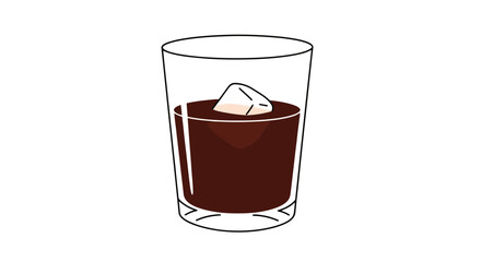 Minimalist Illustration of Iced Coffee in a Glass for Culinary Blogs and Beverage Menus, Promoting Refreshment, and Coffee-Related Content