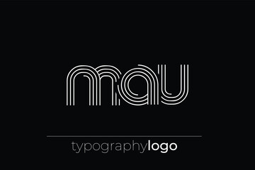 Fototapeta premium MAU modern geometric typography logo. Modern and stylish composition featuring a monochromatic typography logo illustration designed with intricate lines.