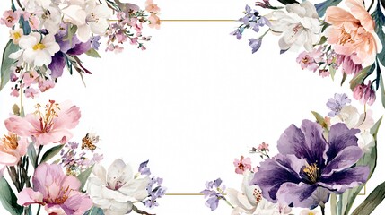 Obraz premium Elegant Watercolor Frame Flowers Illustrations Set for Creative Projects