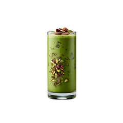 Fototapeta premium Refreshing Iced Matcha Latte with Pistachios and Almonds