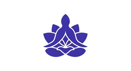 Blue lotus flower yoga meditation logo design for wellness spa and buddhism spiritual practice symbol