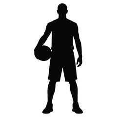 Basketball player holding ball silhouette