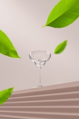 Chic Illustration of an Olive and Ice Cube in a Martini Glass for a Dr