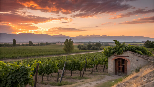 sunset vineyard mendoza argentina wine, wine cellar, grapes, vines	
