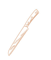 Hand-drawn kitchen knife with line drawings for menus, cards, and graphic design.