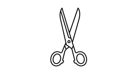 Scissors vector illustration, cutting tool icon, open scissors outline, stationery object, sharp blades for craft