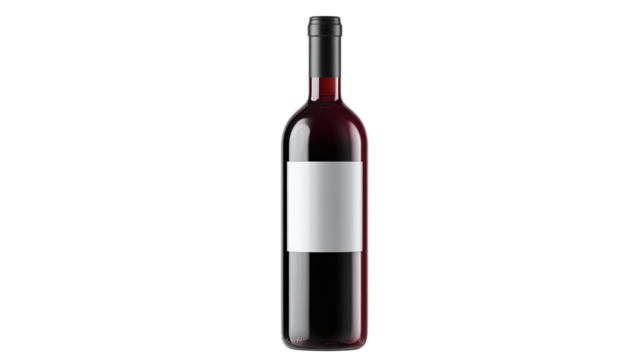 Red wine bottle mockup with clear isolation - isolated on transparent background 