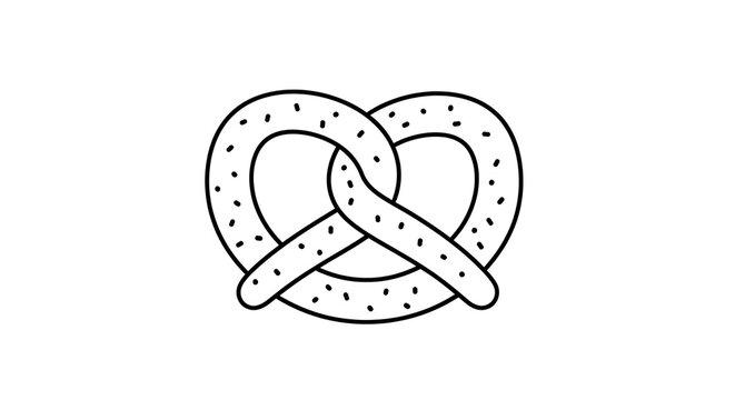 Isolated pretzel vector illustration for bakery menu and snack design with white background line art style