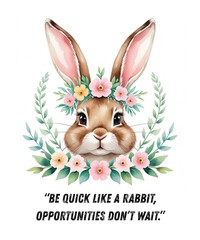 Watercolor Rabbit Portrait with Floral Crown