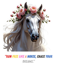 Watercolor Horse Portrait with Floral Crown