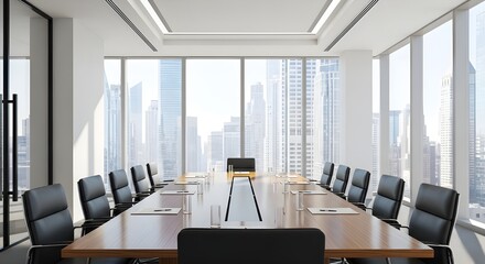 Modern Business Conference Room with City View