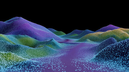 Abstract Terrain Point Cloud Visual with Coordinate Overlay