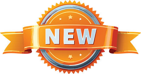 Circular New Tag with Ribbon for Promotion and Marketing