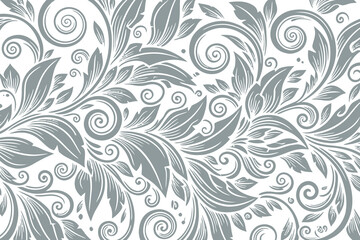 Elegant floral pattern design with intricate swirls and detailed leaves, perfect for various design applications.