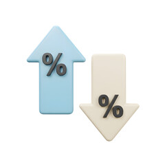 Dynamic percentage arrows show financial growth and decline, perfect for business analytics