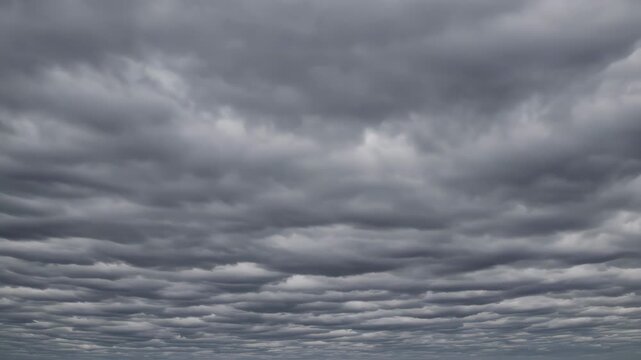 Dense Gray Clouds Covering Entire Sky Dome with Dramatic Overcast Atmosphere