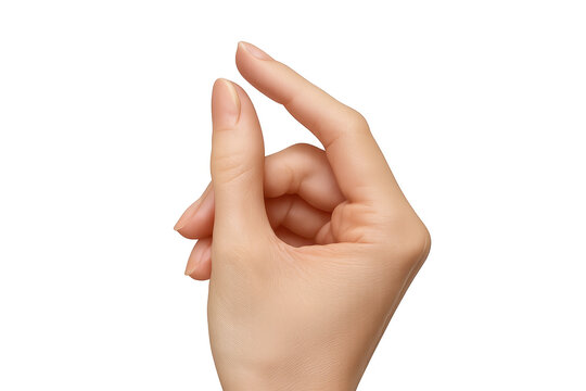 Female hand showing small gesture isolated on transparent background, tiny concept