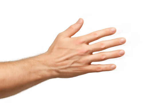 Male hand reaching with an open palm isolated on transparent background, studio shot - Powered by Adobe