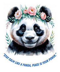 Watercolor Bear Portrait with Floral Crown